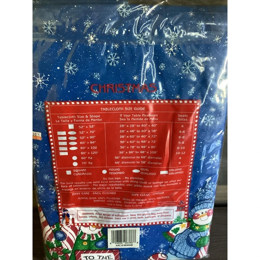 Vtg Daisy Kingdom Vinyl Christmas Table Cloth 52 X 70 Oblong Flannel Backed
